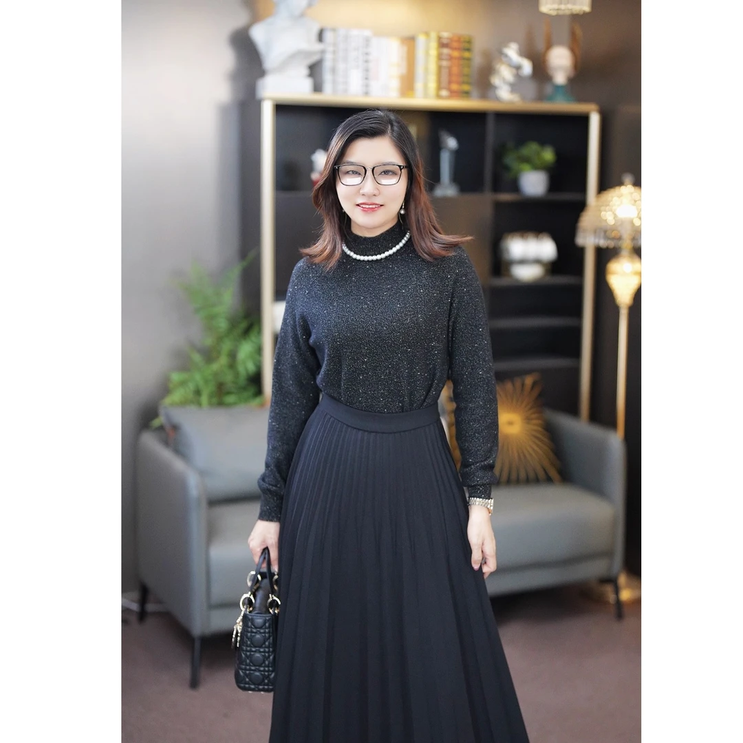 大丽高定女装针织百搭金豆豆金豆沙纯色套头毛衣T恤DLTX0325