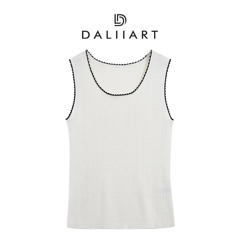 大丽高定女装 暮色微凉 镂空高弹针织背心百搭无袖DLTX0831