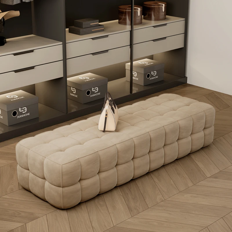 意式轻奢换鞋凳入户卧室床尾凳客厅脚踏墩服装店衣帽间家用沙发