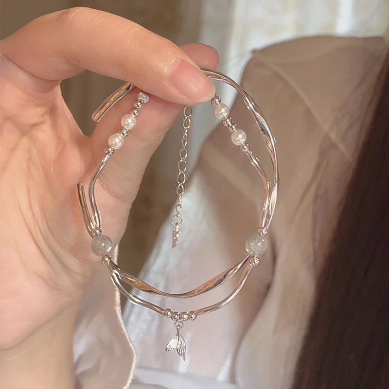 钛钢手链 叠戴绝绝子~冷淡风crt饰品鱼尾手链扭曲简约潮莫比乌斯