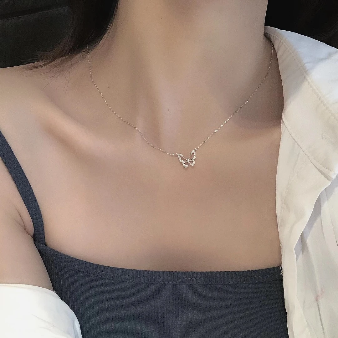 钛钢项链 【高定】满钻蝴蝶不掉色蝴蝶项链女高级感小众简约锁骨链