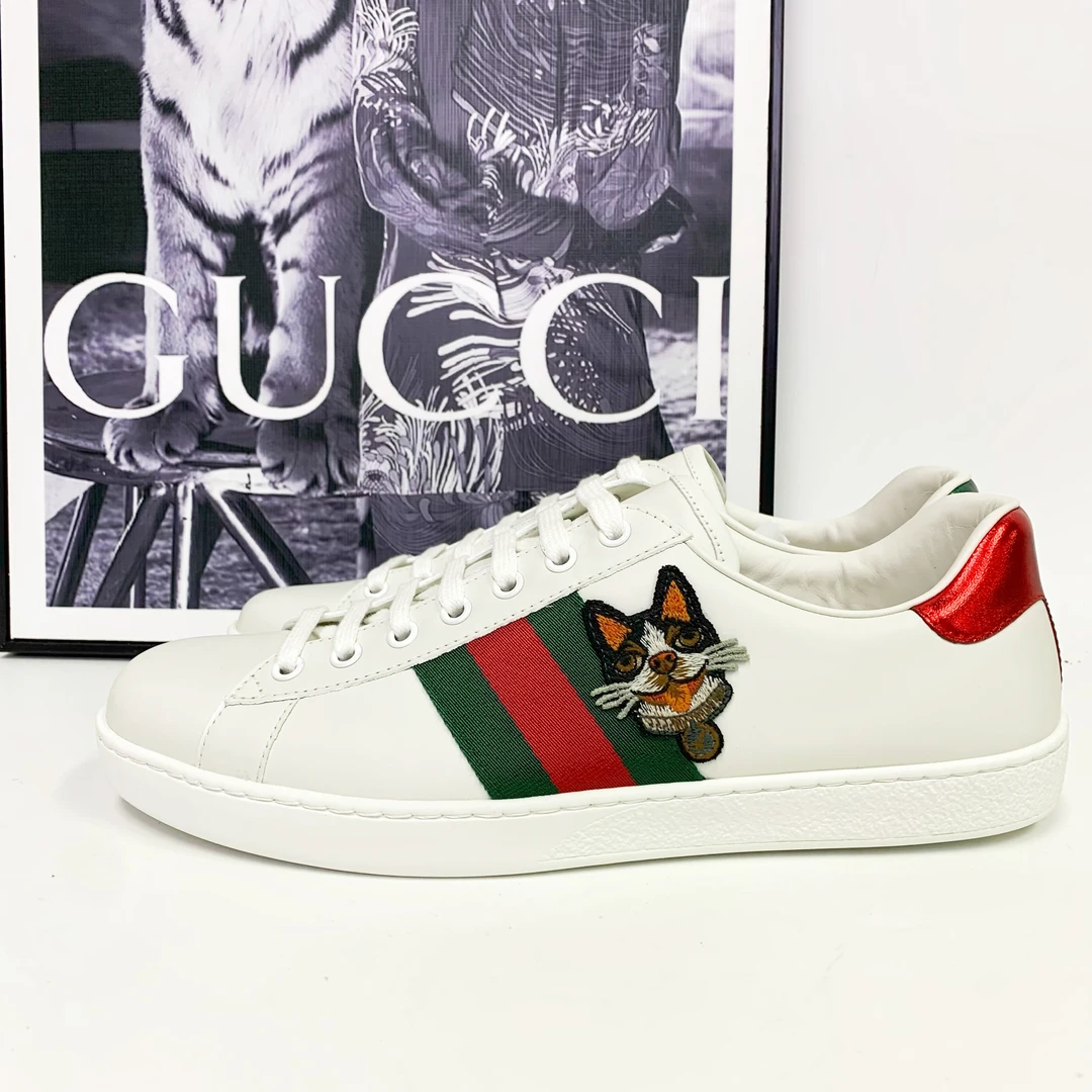 全新未使用 GUCCI/古驰 古驰白色法斗板鞋白鞋小白鞋