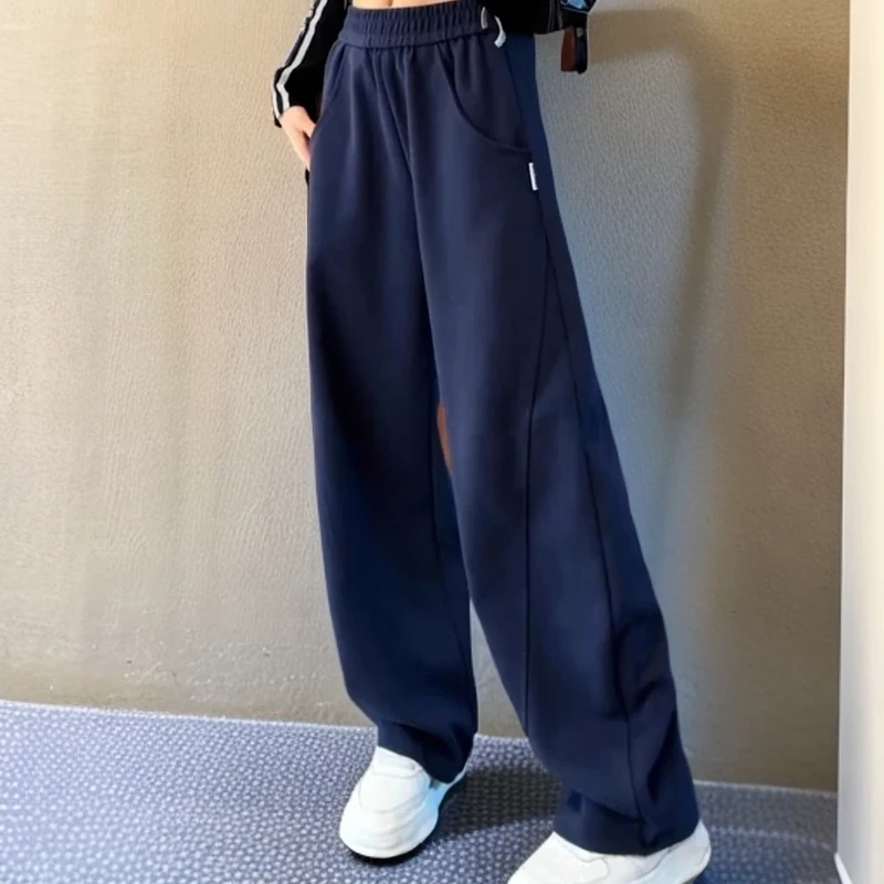 2025春秋新款高腰直筒弯刀卫裤香蕉裤百搭显瘦运动裤休闲阔腿裤子