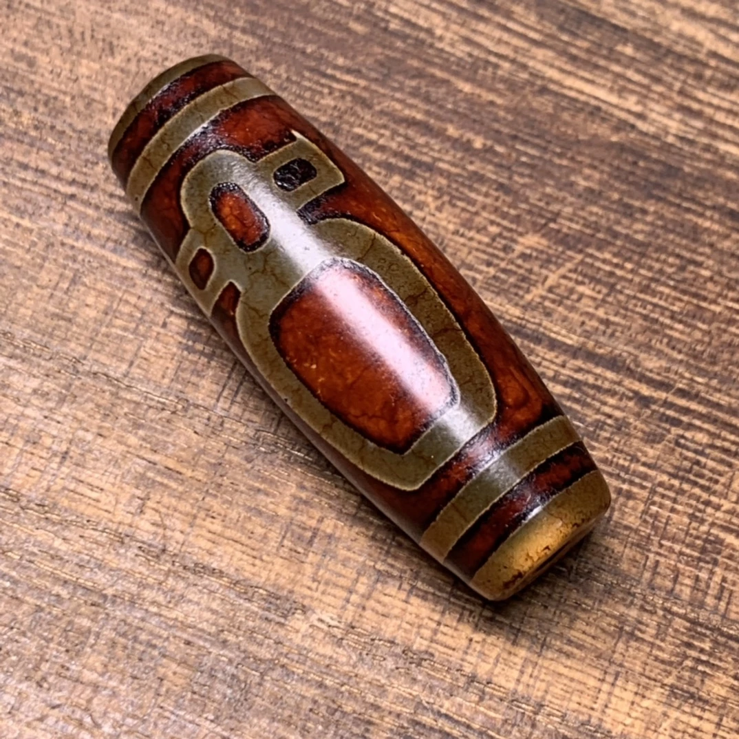 藏式天然老玛瑙龙鳞开片财神古珠项坠挂件民族风经典男女款吊坠