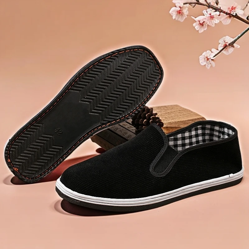 老北京布鞋男中老年舒适透气一脚蹬牛筋底防滑手工布鞋男款耐磨