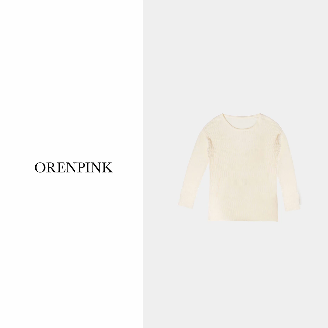 Orenpink 24年新款秋夏款清新镂空时尚气质优雅设计师感女装上衣