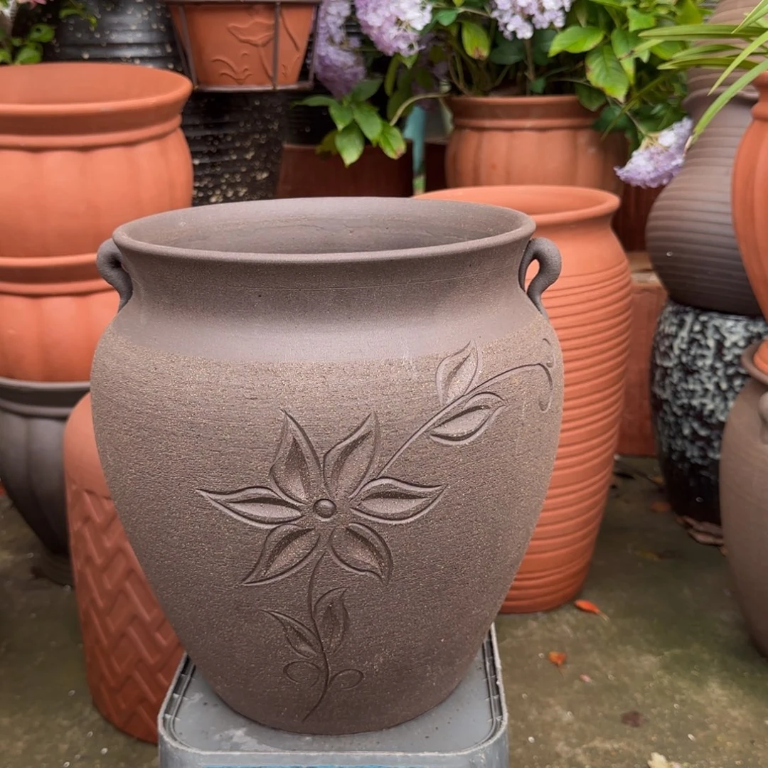 紫砂花盆口25高30宜兴紫砂