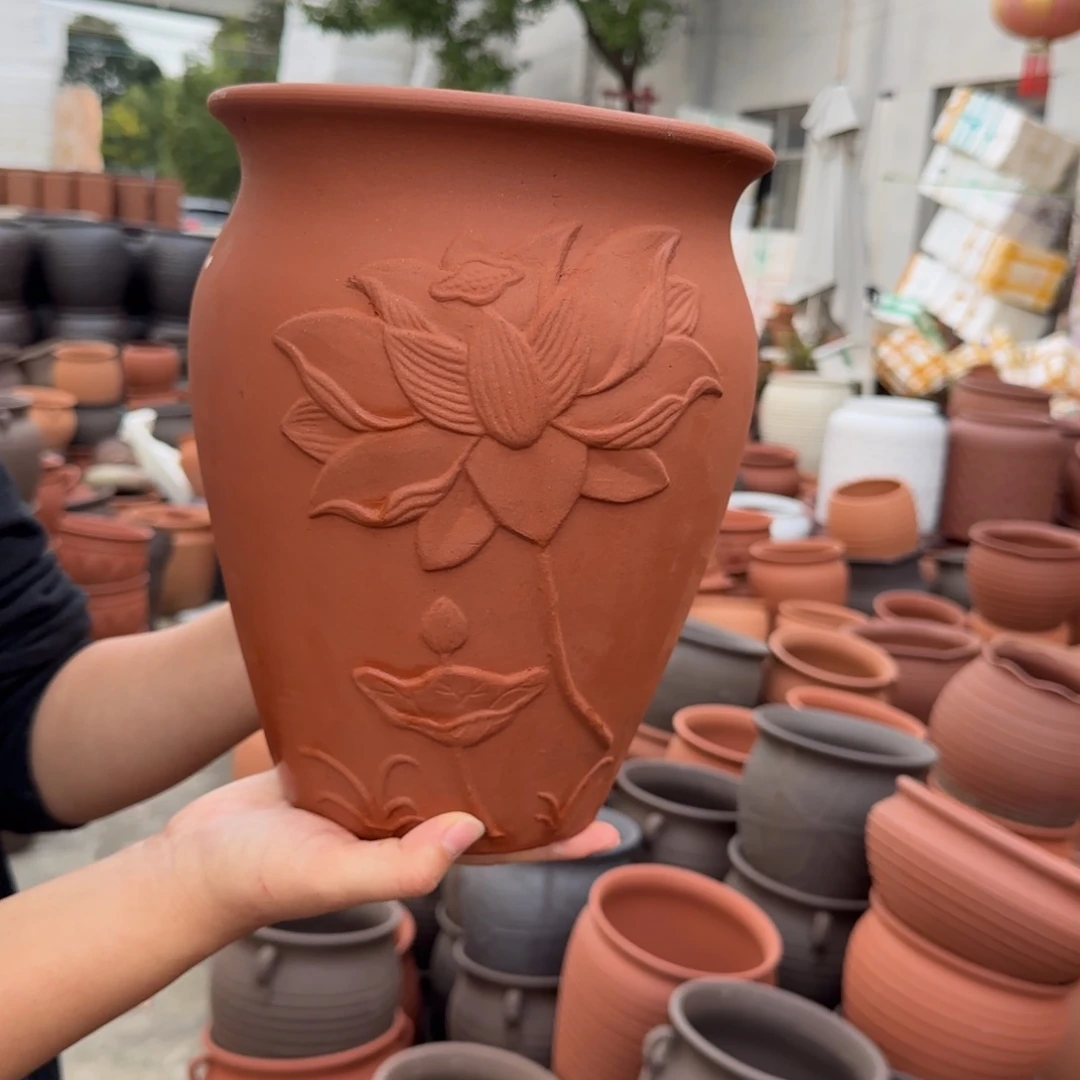 紫砂花盆口21高27宜兴紫砂