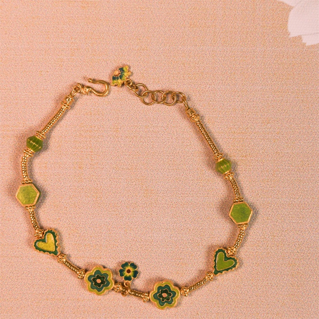 足金 绿色心情手链轻奢时尚精致C018