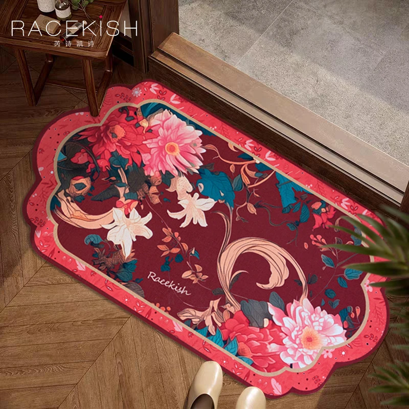 Racekish花影初香印花地毯2款家居卧室客厅床边水晶绒装饰毯