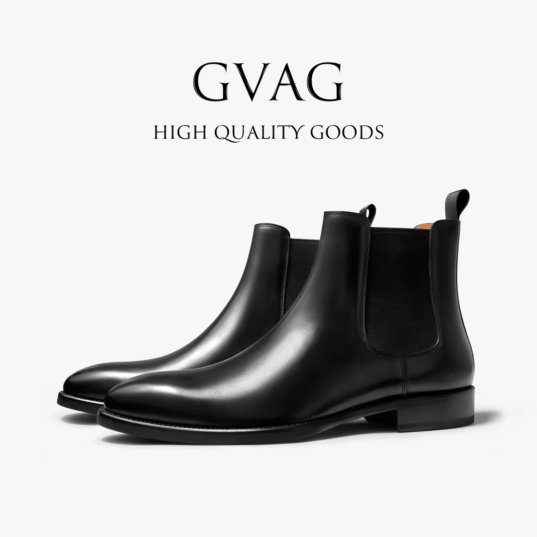 GVAG男士固特异切尔西皮鞋男商务正装英伦通勤制式西装结婚新郎鞋
