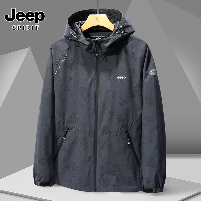 JEEPSPIRIT-169-春秋迷彩薄款外套男夹克女防风防水登山登山风衣
