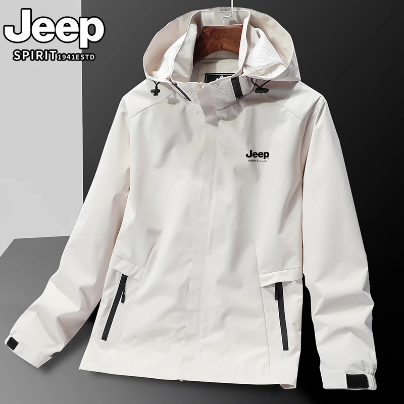 JEEPSPIRIT-669-纯色迷彩单层外套男春秋防风防水运动夹克风衣