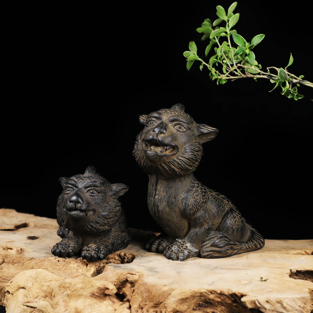 liyuan/丽园中式复古创意茶宠摆件玄关复古桌面装饰 - 虎夔组合