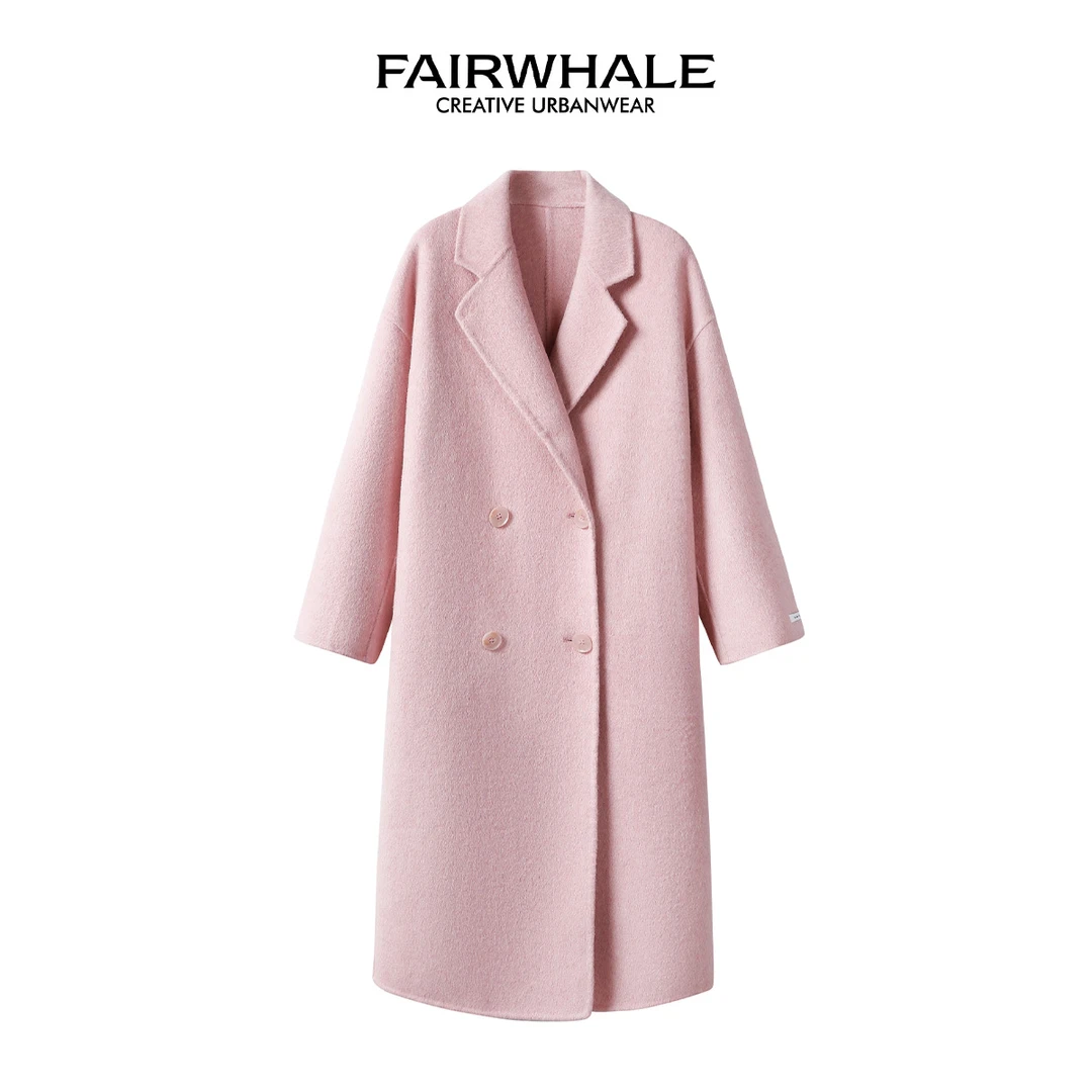 马克华菲女装气质大衣翻驳领双排扣过膝F34015A051 yw