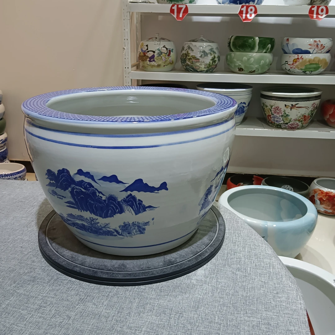 青花山水,,景德镇陶瓷缸