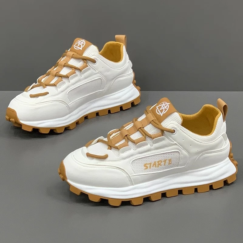 2024夏季新款透气潮牌老爹鞋男韩版运动休闲鞋男士厚底百搭小白鞋