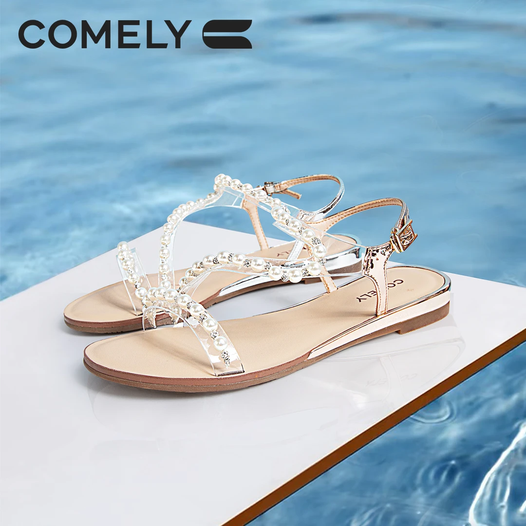 【康莉COMELY】商场同款女新款平底时尚时装旅游一字带凉鞋