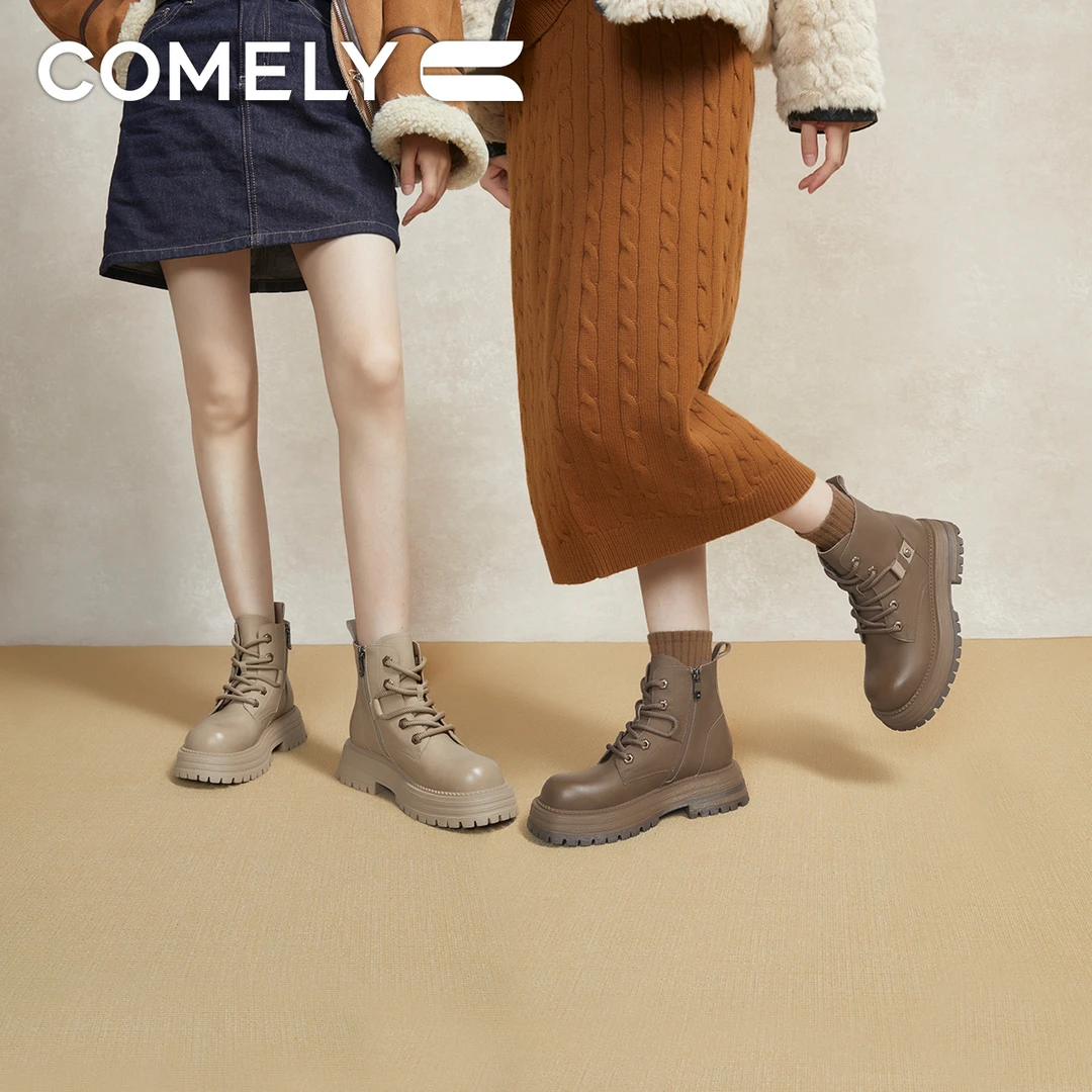 【康莉COMELY】2k921厚底马丁靴女舒适百搭时尚英伦大黄靴户外短靴