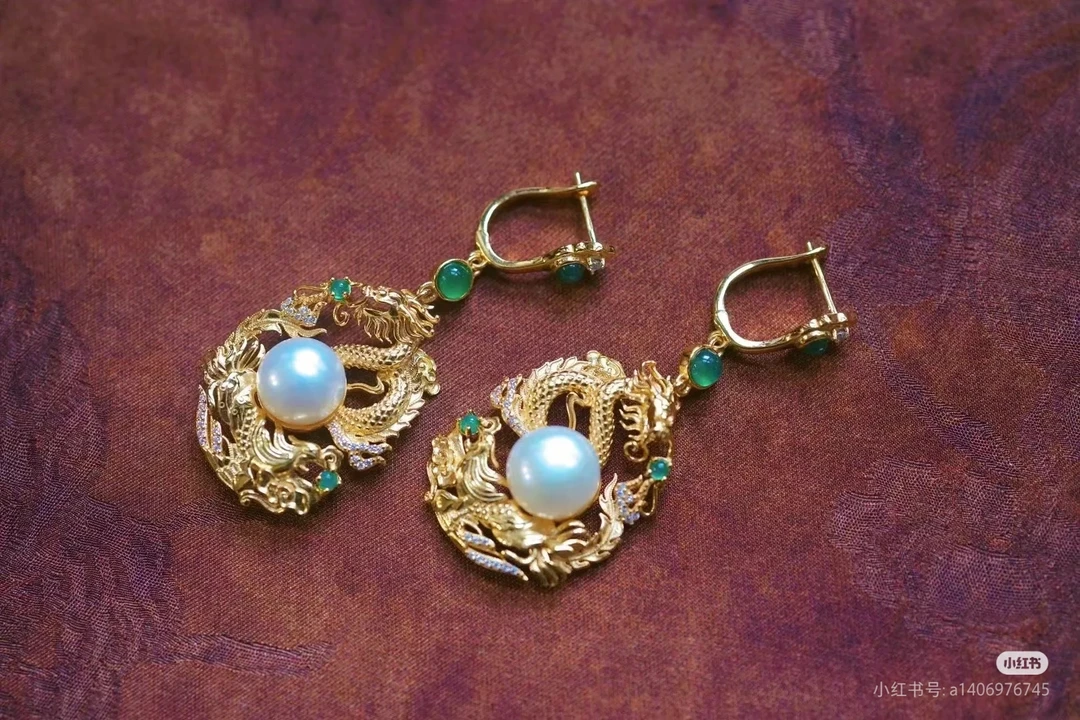 925银耳饰 【团龙】银款龙凤耳坠