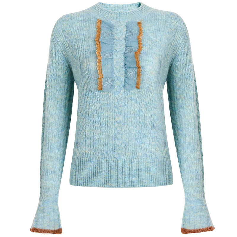 【蜜思仝】FEXATA斐格思时尚小香风秋冬气质上衣圆领毛针织