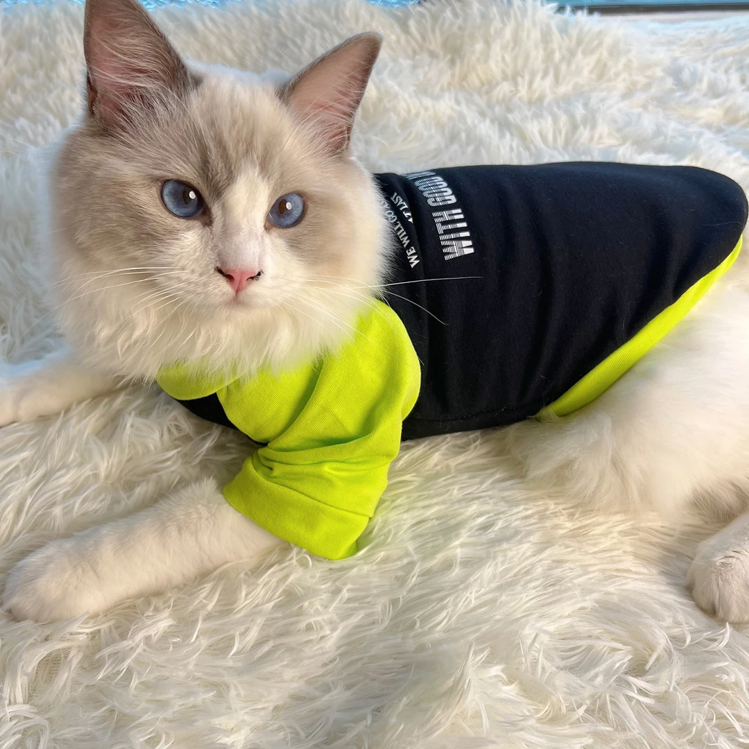 棉质复古拼接撞色春秋宠物衣服卫衣狗狗猫咪T恤中大型犬泰迪金毛