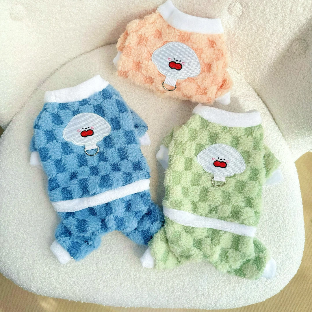 双层加厚保暖狗狗衣服四脚衣秋冬款宠物猫咪衣服防寒防风泰迪比熊