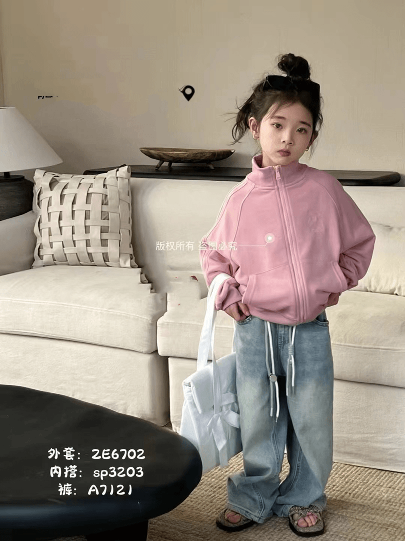现货  2024夏季儿童新款女童拉链衫6702