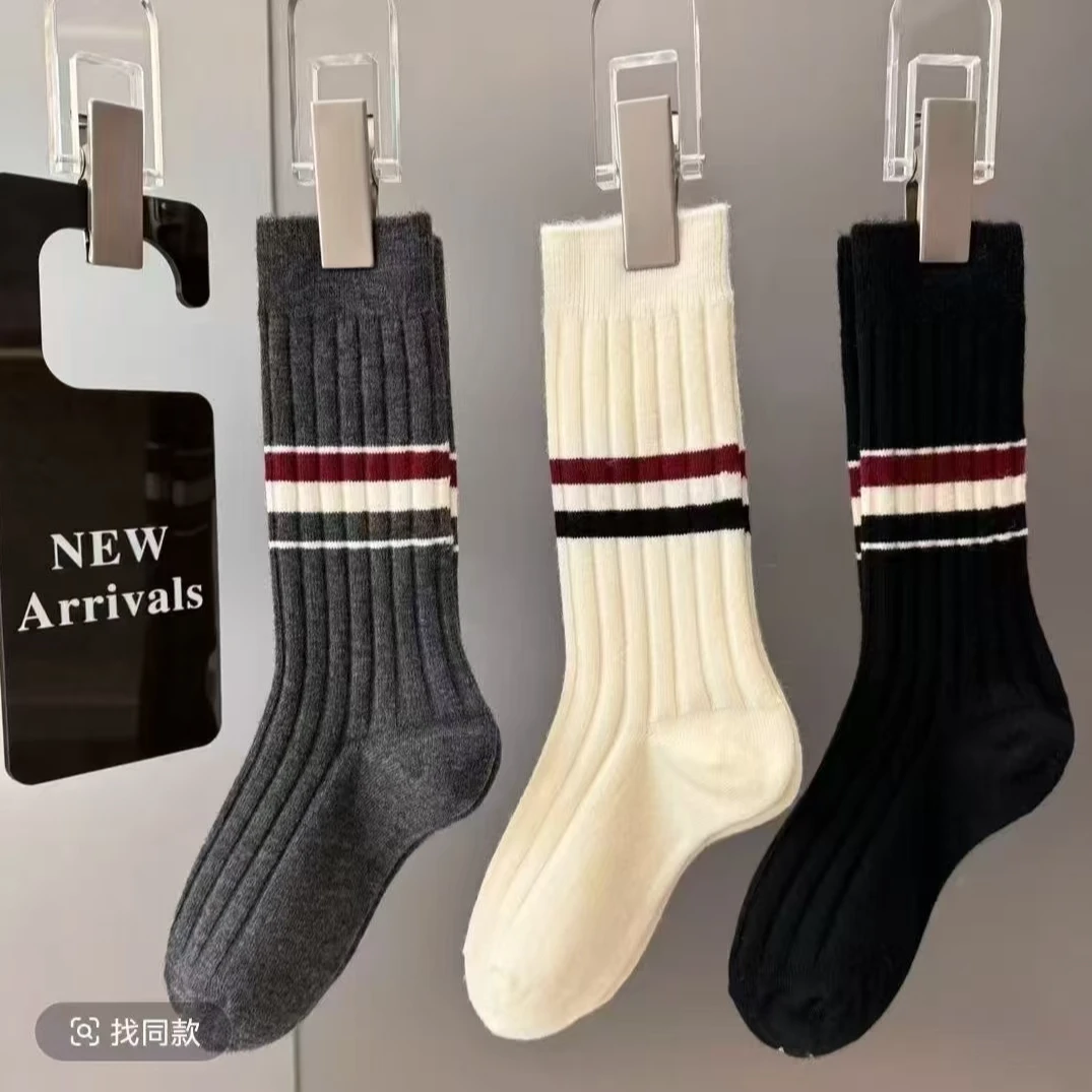 秋冬季时尚拉毛条纹ins潮袜