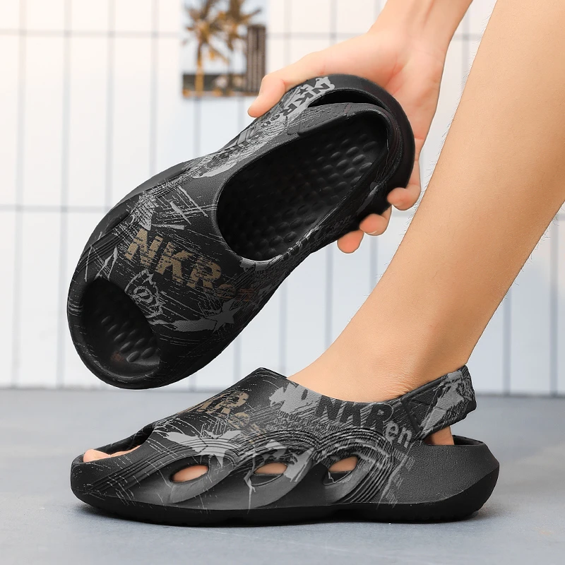 2024新款凉鞋男外穿防滑软底踩屎感开车夏季大码沙滩鞋透气洞洞鞋