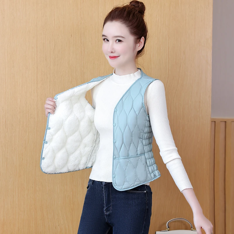 爆款加绒棉马甲女2025新款秋冬季加厚保暖贴身背心轻薄款妈妈马夹