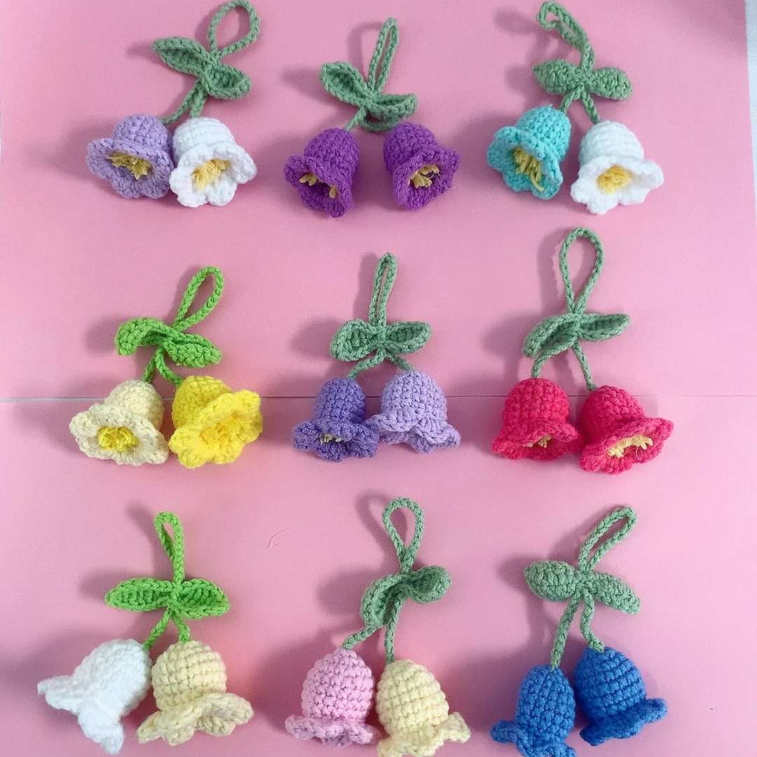 蓓蕾手工毛线挂件盆栽花束摆摊礼物家庭家居送老婆钥匙挂件批发