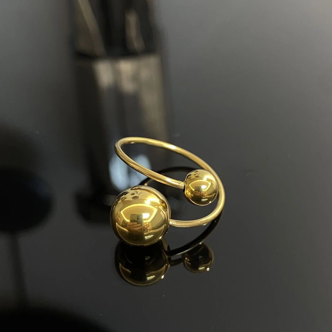 钛钢戒指 2个球球戒指YR333-2