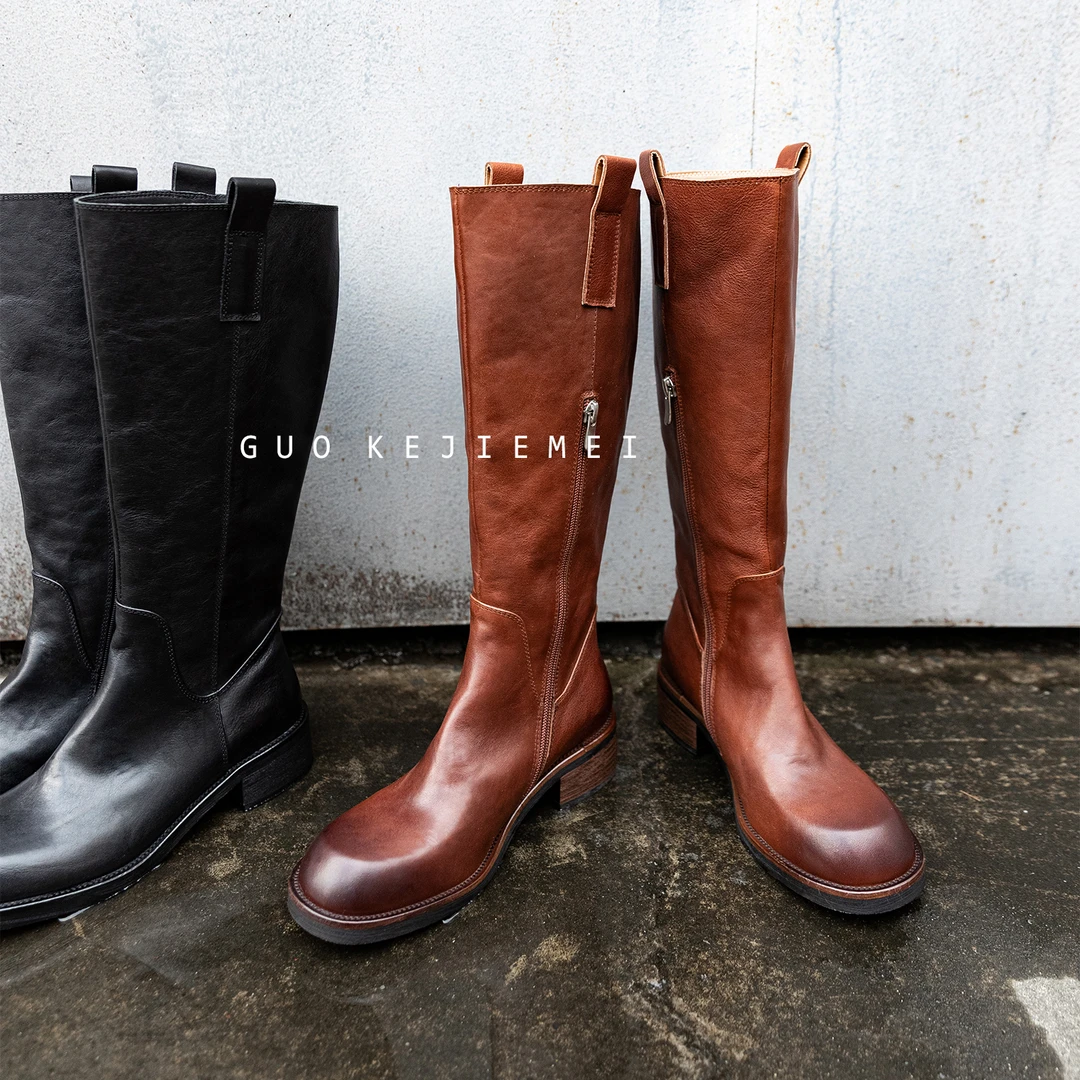 【果壳高定】4.5cm/重工水洗/人工做旧上色/头层小牛皮/时装靴2897