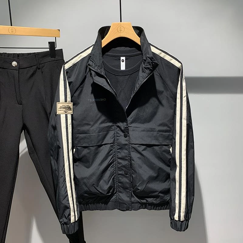 痞帅炸街夹克男秋季2023新款小伙修身外套韩版潮流休闲上衣