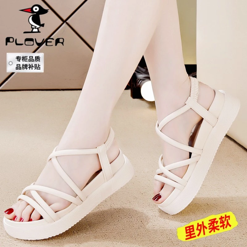 PLOVER软底罗马凉鞋女2023网红百搭超火仙女风踩屎感松糕底女士鞋