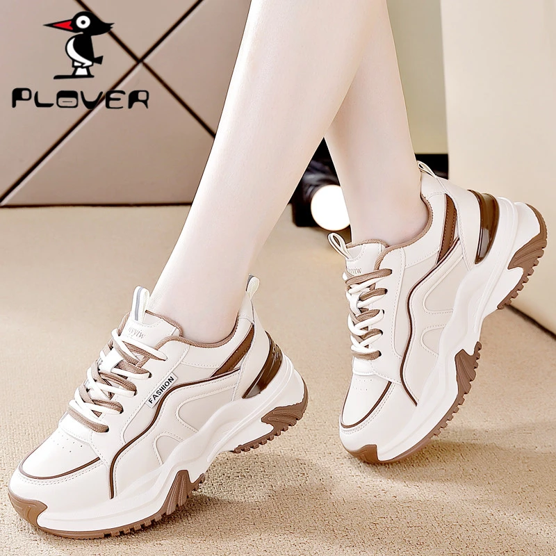 PLOVER 断码特价老爹鞋女2024新款百搭休闲软底运动鞋户外健步鞋