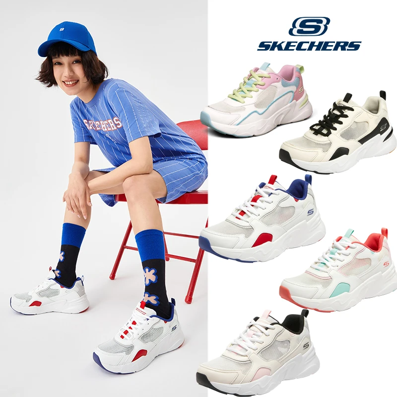 斯凯奇【缤纷马卡龙】轻薄网面女鞋休闲厚底老爹鞋透气鞋户外运动鞋