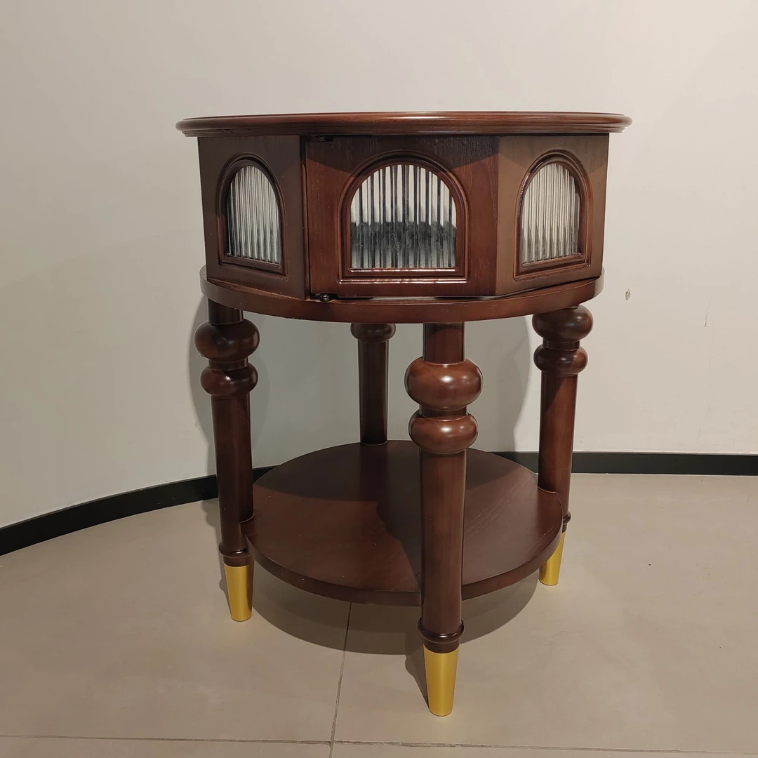 美式复古实木客厅沙发边几可移动创意床头柜小桌子艺术轻奢高级感