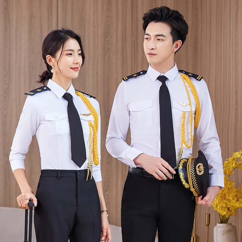 空少机长制服飞行员衬衫男女同款空姐空乘艺考乐队演出保安工作服