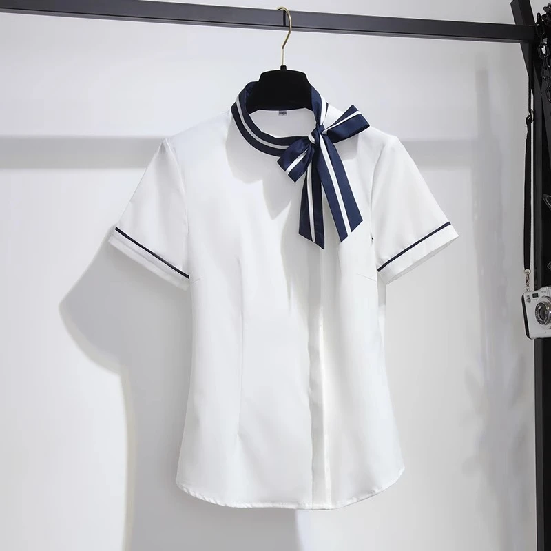 职业短袖衬衫女夏酒店前台收银员餐饮工装空姐美容师珠宝店工作服