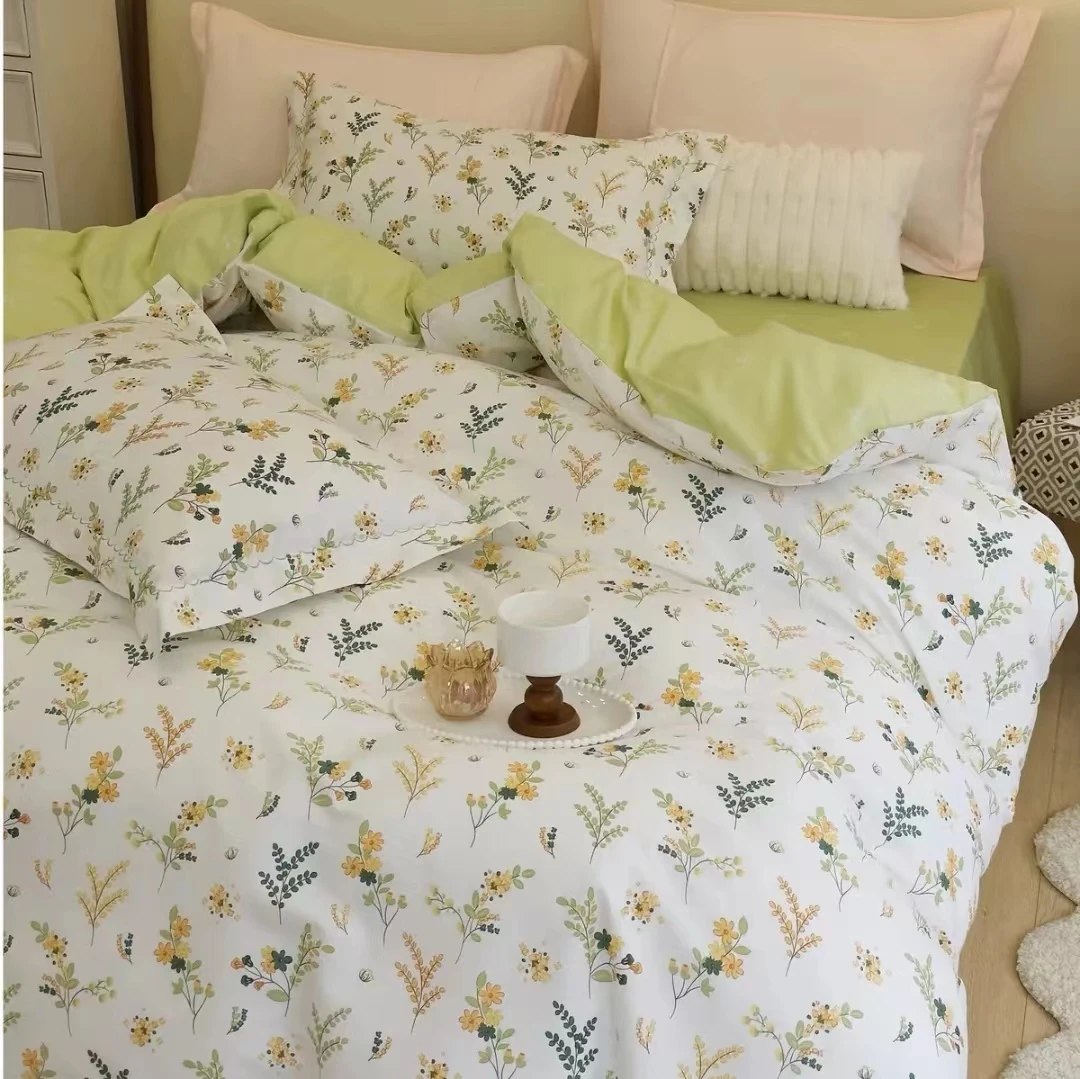 高支高密小清新60支100%全棉三件套 四件套亲肤柔软