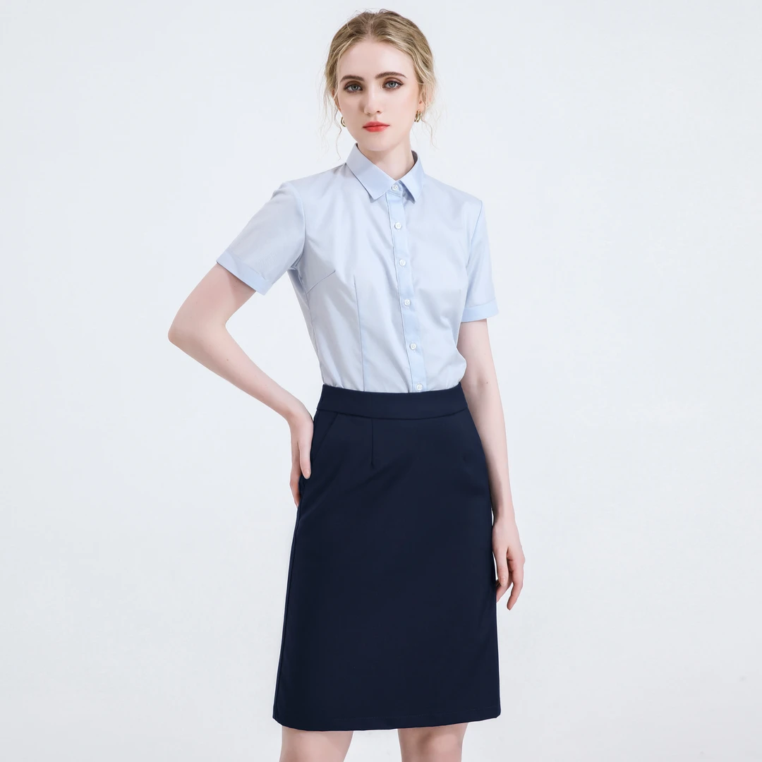 职衣坊职业套装女夏季短袖衬衫前台工作服正装气质上班面试西装裙