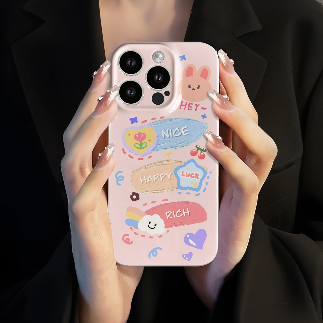 适用于苹果16华为OPPO小米VIVO可爱时尚潮牌兔子菲林女手机壳K201