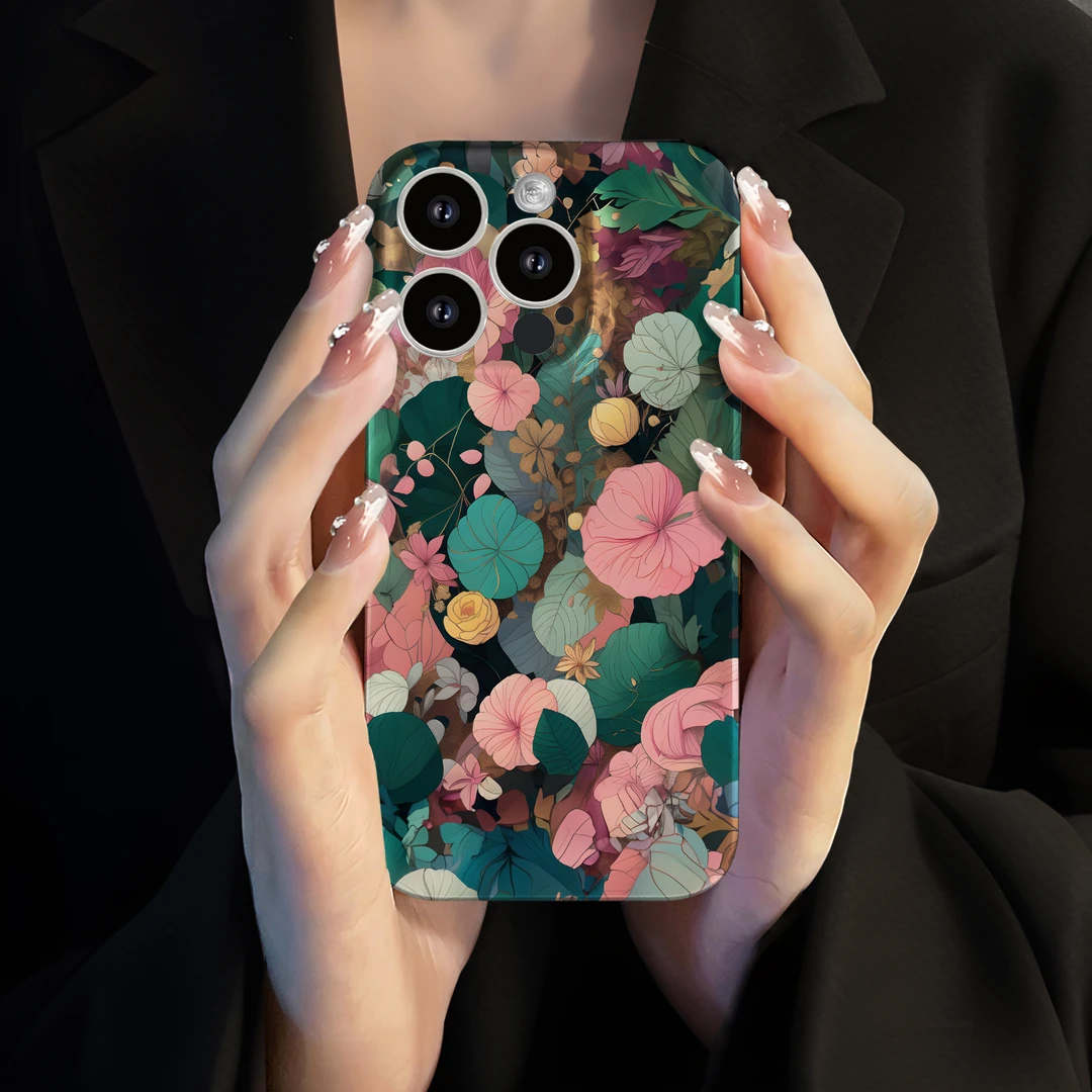 适用于苹果16华为OPPO小米VIVO创意时尚唯美花朵菲林女手机壳K501