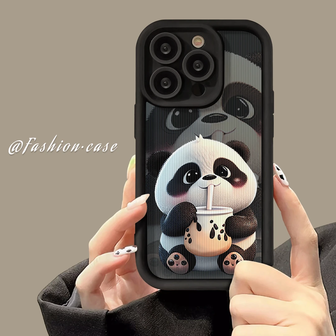 适用于苹果16华为OPPO小米VIVO可爱卡通奶茶熊LJ阶梯手机壳1F062