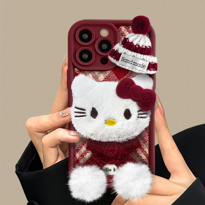 适用于苹果16华为OPPO小米VIVO高颜值凯蒂皮纹LJ阶梯手机壳AA0406