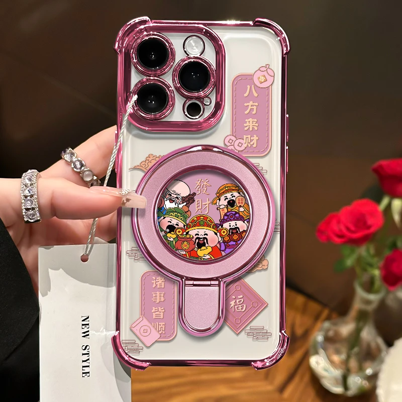 适用于苹果16华为OPPO小米VIVO高颜值创意电镀大四角手机壳AI0030