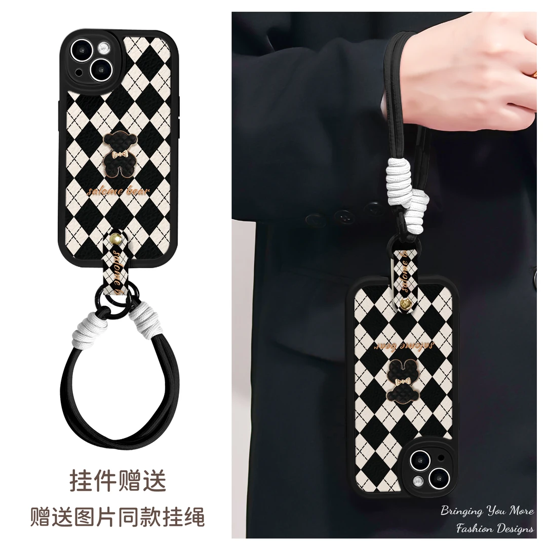 适用于苹果16华为OPPO小米VIVO高级感创意百搭手机壳皮纹EA0059