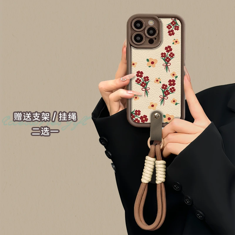 适用于苹果16华为OPPO小米VIVO高级感百搭皮纹LJ阶梯手机壳AA0133